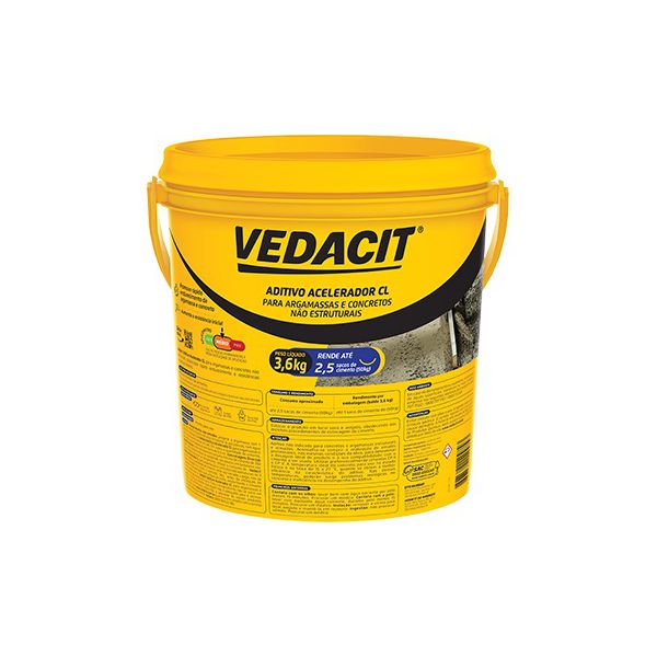 IMPERMEABILIZANTE VEDACIT RAPIDO 3,6 KG (V PRO ADITIVO ACELERADOR PEGA CLORETO) - VEDACIT