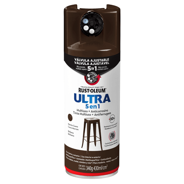RUST OLEUM SPRAY ULTRA 5 EM 1 MARROM COURO BRILHANTE