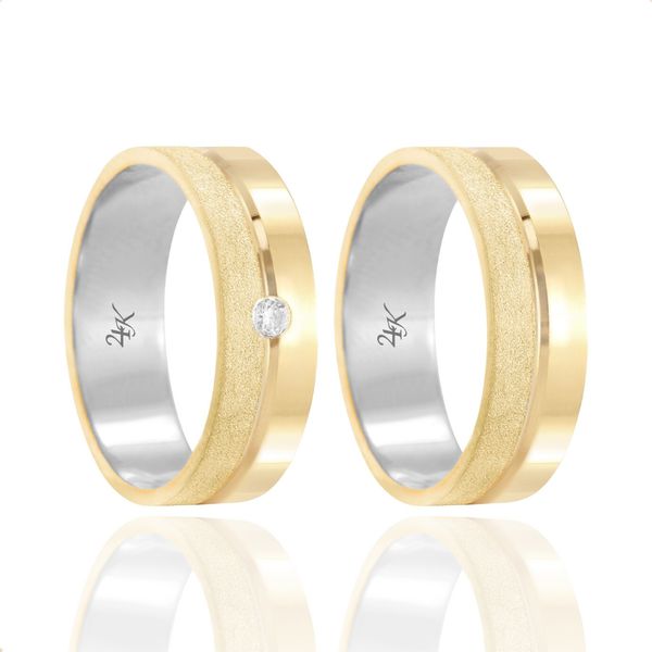 Par de Alianças de Moeda Diamantada - MA1239