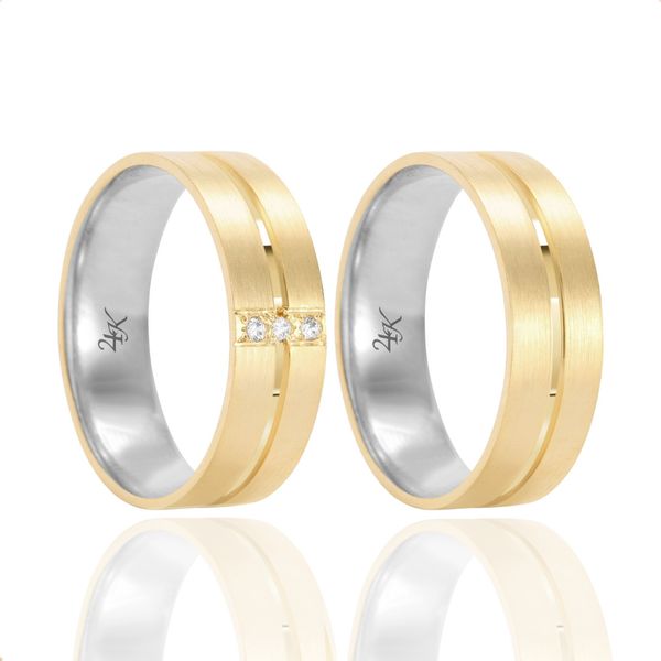 Par de Alianças de Moeda Diamantadas - MA1268
