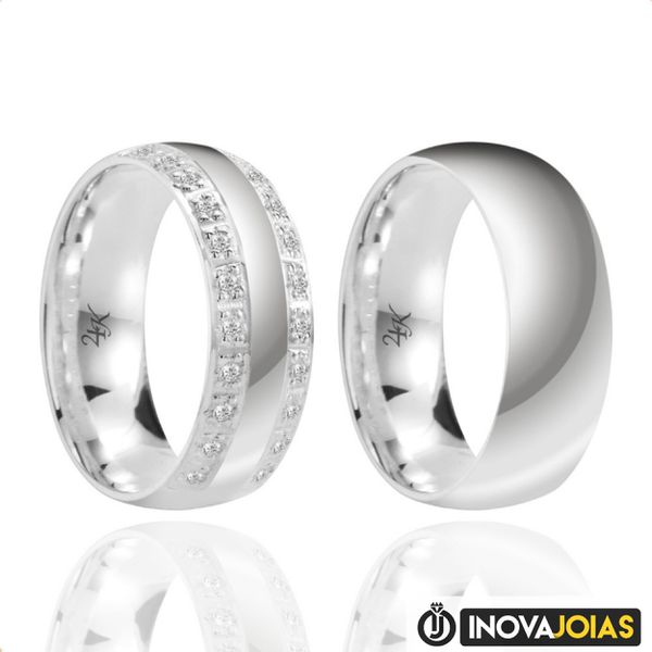 Par de Alianças de Namoro em Prata 950 - 24K112