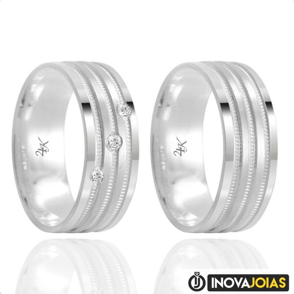 Par de Alianças de Namoro em Prata 950 - 24K13