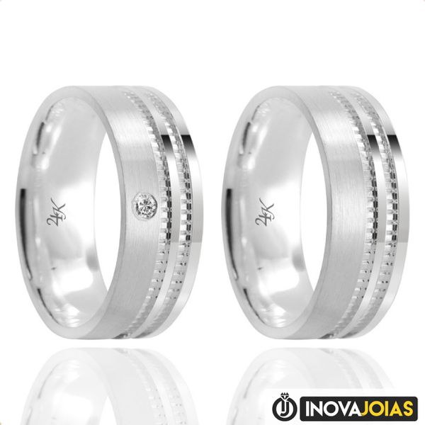 Par de Alianças de Namoro em Prata 950 - 24K18