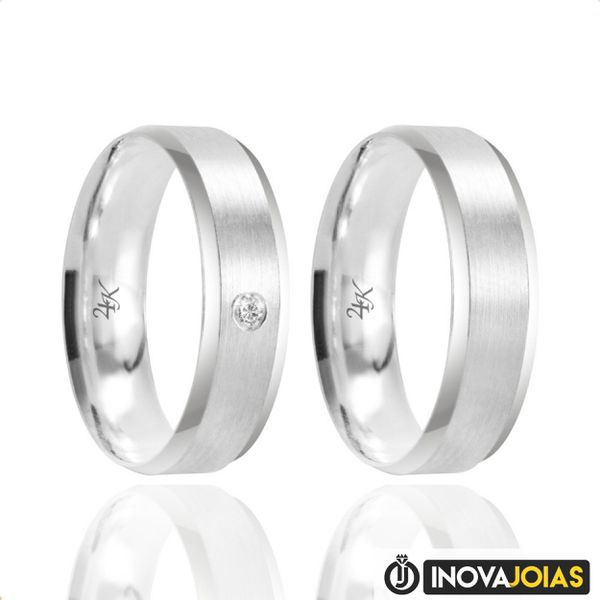 Par de Alianças de Namoro em Prata 950 - 24K45