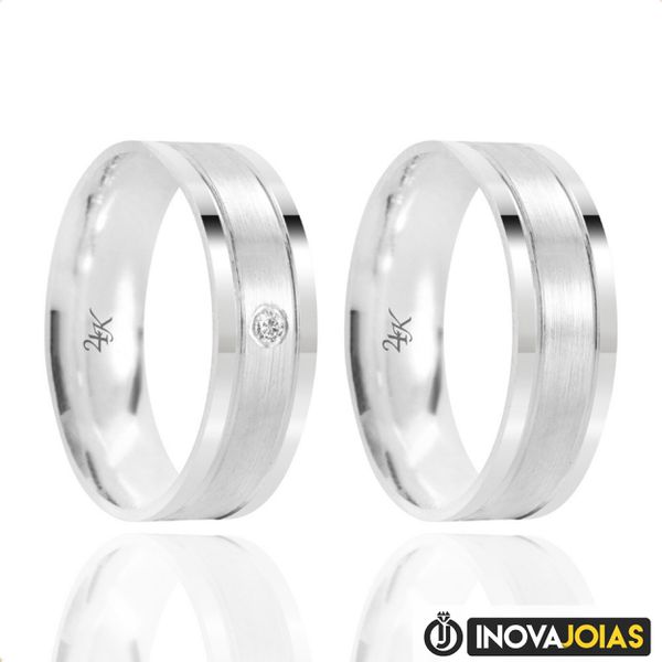 Par de Alianças de Namoro em Prata 950 - 24K47