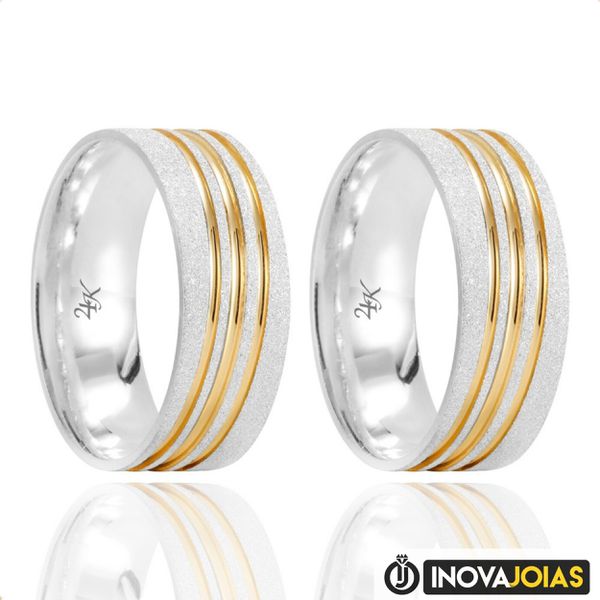 Par de Alianças de Namoro em Prata 950 - 24K64