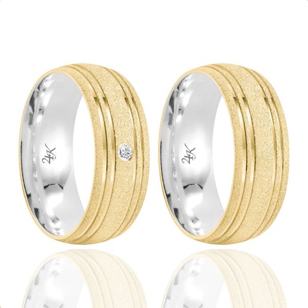 Par de Alianças de Moeda Diamantada - M24K24
