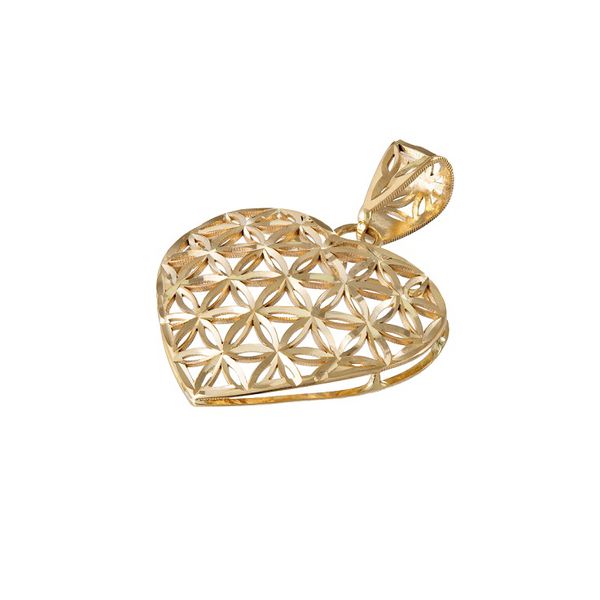 Pingente Coração Trabalhado Médio 20 mm Ouro 18k 750