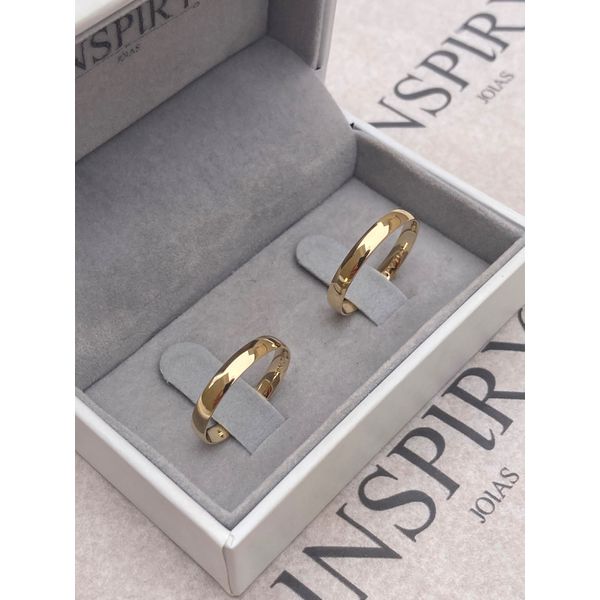 Par de Alianças Casamento Modelo Tradicional Ouro 18k/750 3.00mm Abaulada Polida Anatômica/Confort - 10023
