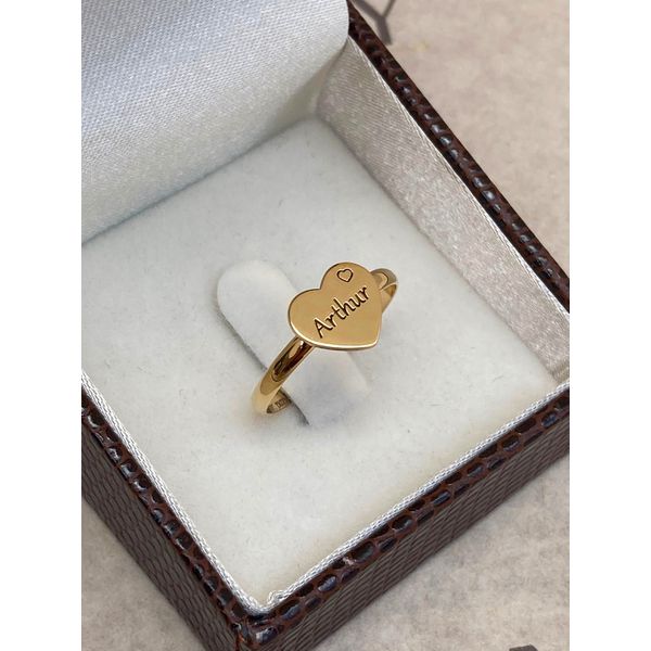 ANEL FEMININO PERSONALIZADO CORAÇAO NOME 
