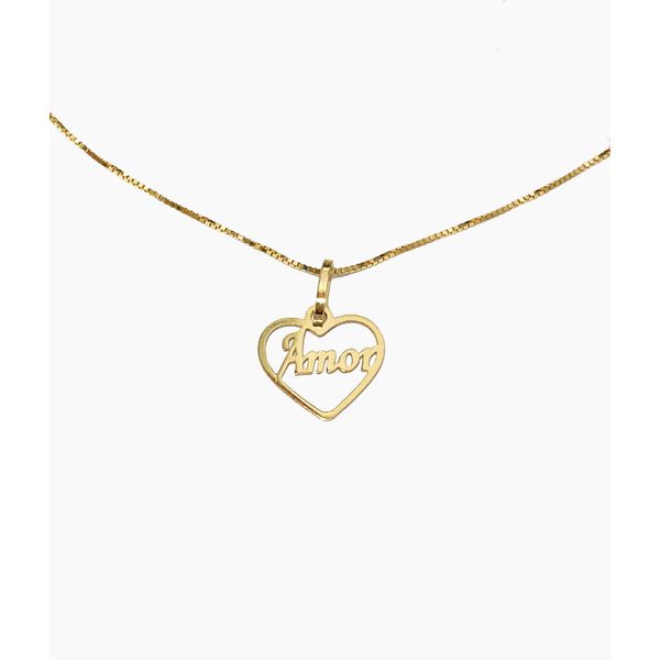 Colar Com Pingente Coração Amor Pequeno Ouro 18k/750