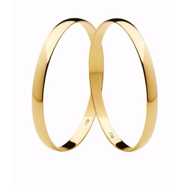 Par de Alianças Casamento Modelo Tradicional Ouro 18k/750 2.00mm Abaulada Polida - 10000