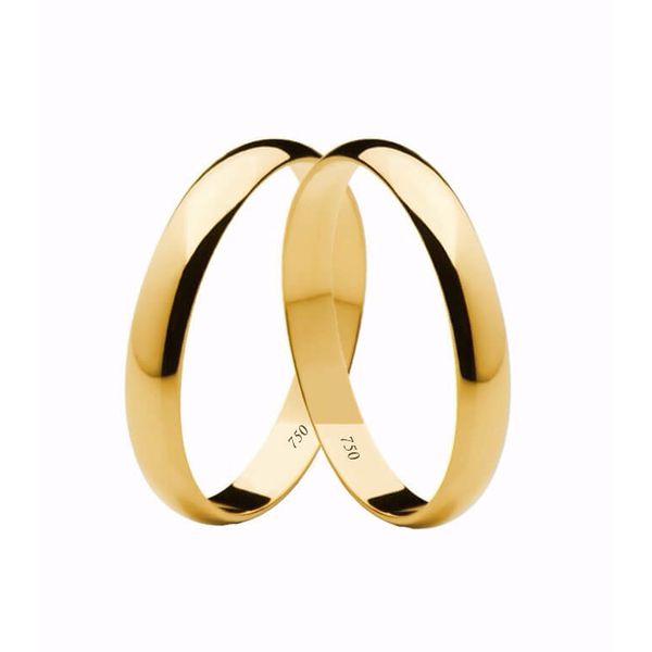 Par de Alianças Casamento Modelo Tradicional Ouro 18k/750 3.40mm Abaulada Polida - 10010