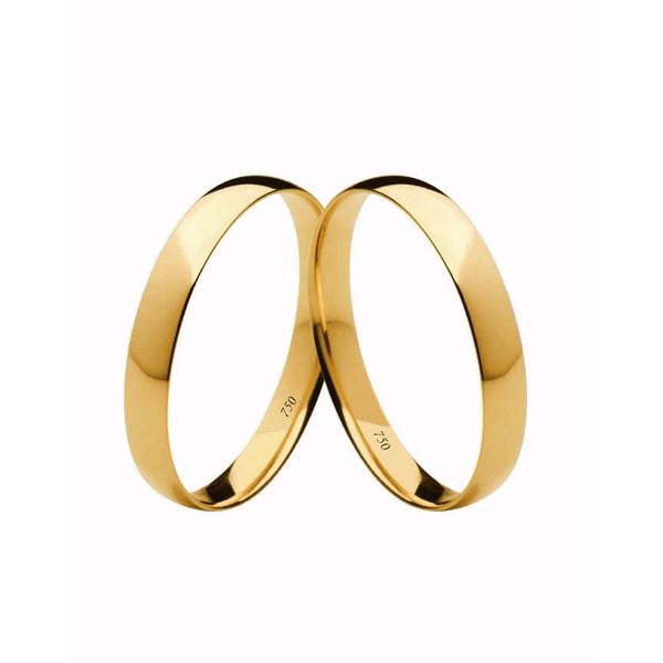 Par de Alianças Casamento Modelo Tradicional Ouro 18k/750 3.00mm Abaulada Polida Anatômica/Confort - 10023