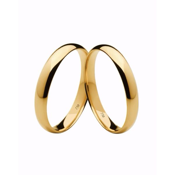 Par de Alianças Casamento Modelo Tradicional Ouro 18k/750 3.30mm Abaulada Polida Anatômica/Confort - 10024