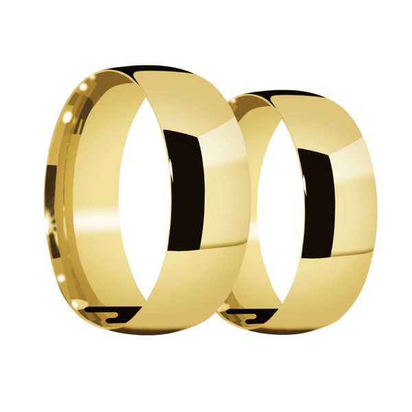 Par de Alianças Casamento Modelo Tradicional Ouro 18k/750 8.00mm Semi Abaulada Polida Semi Anatômica - 10174