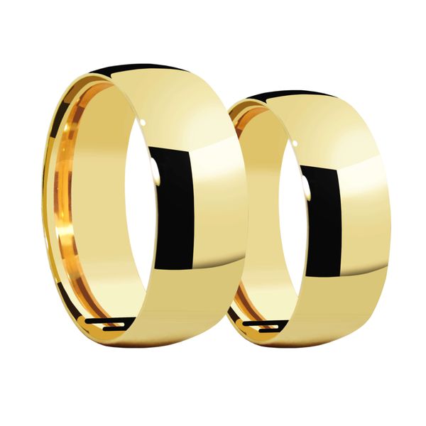 Par de Alianças Casamento Modelo Tradicional Ouro 18k/750 7.00mm Reta Polida - 10178