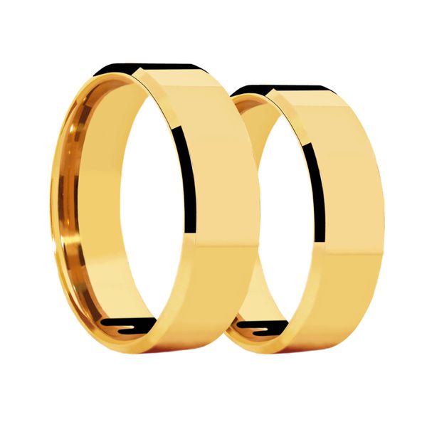 Par de Alianças Casamento Modelo Tradicional Ouro 18k/750 6.00mm Reta Polida - 10185 