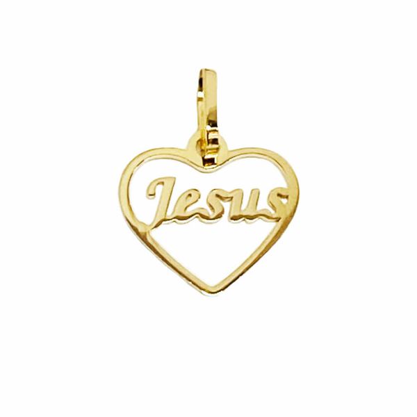 Pingente Coração Jesus Pequeno Ouro 18k 750 