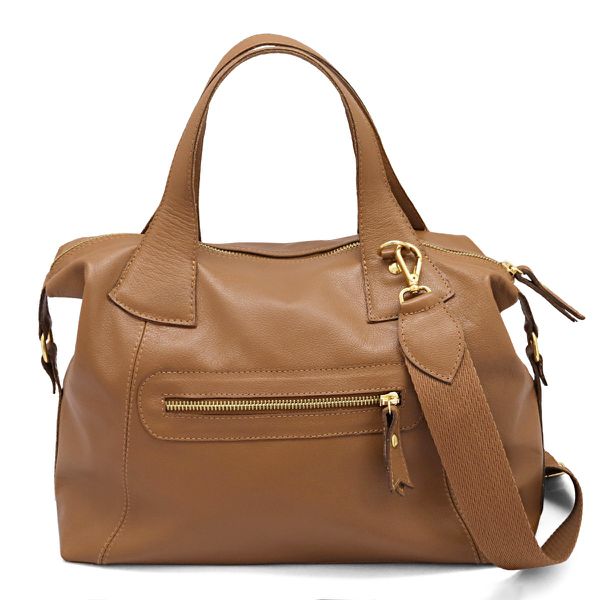Bolsa Feminina de Mão com Alça Transversal em Couro Legitimo cor Caramelo - 8603C