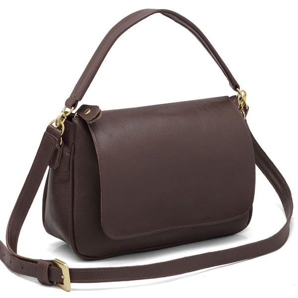 Bolsa Feminina de Mão com Alça Transversal em Couro Legitimo cor Café - 8601M