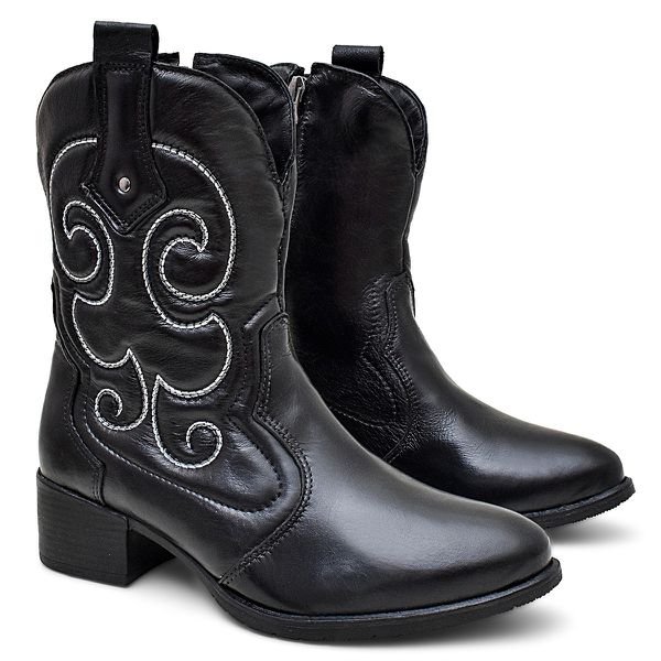 Bota Feminina Texana Cano Medio cor Preto - 33 ao 40