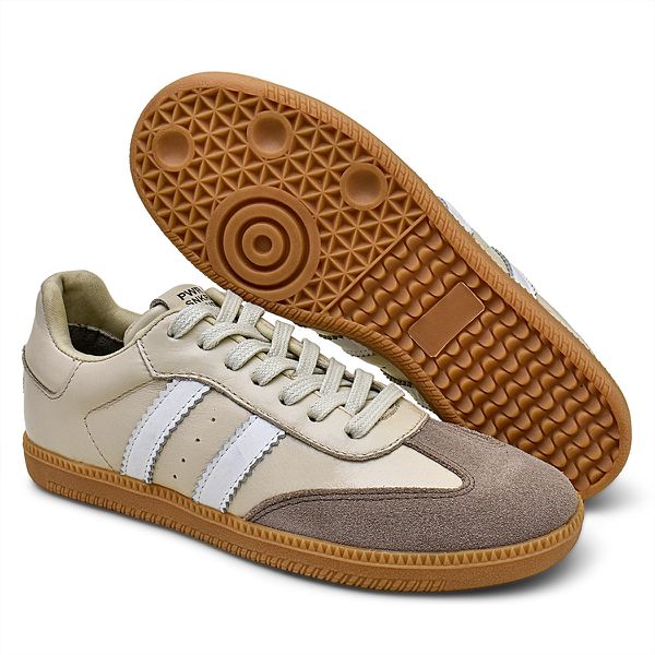 Tenis Casual Feminino Couro Confort Elegante cor Nude - 34 ao 39
