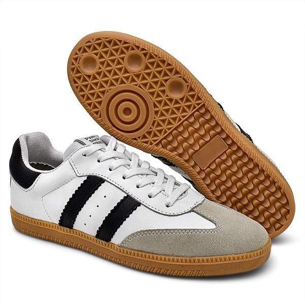 Tenis Feminino Couro Casual Elegante cor Branco e Preto - 34 ao 39