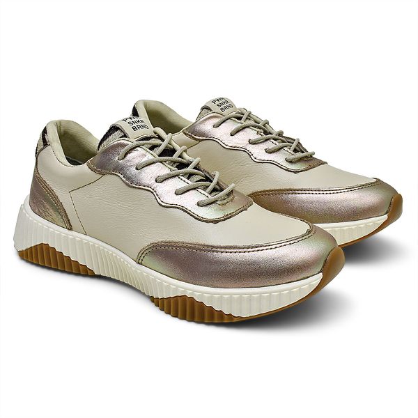 Tenis Feminino Moda Blogueira Couro Confortável cor Prata - 34 ao 40