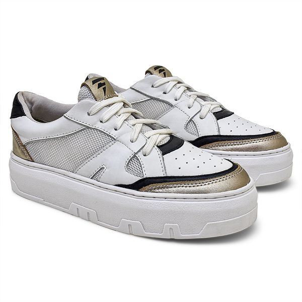 Tenis Feminino Casual Elegante em Couro Classico Urban cor Prata - 33 ao 40