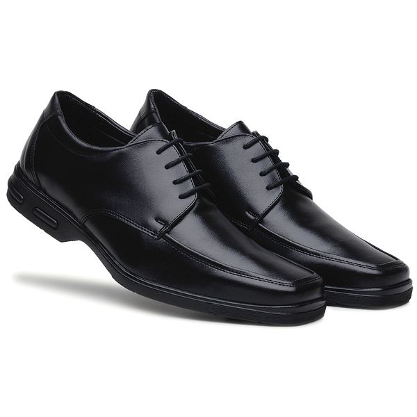 Sapato Masculino Social Clássico Cadarço Linha Conforto Cor Preto 