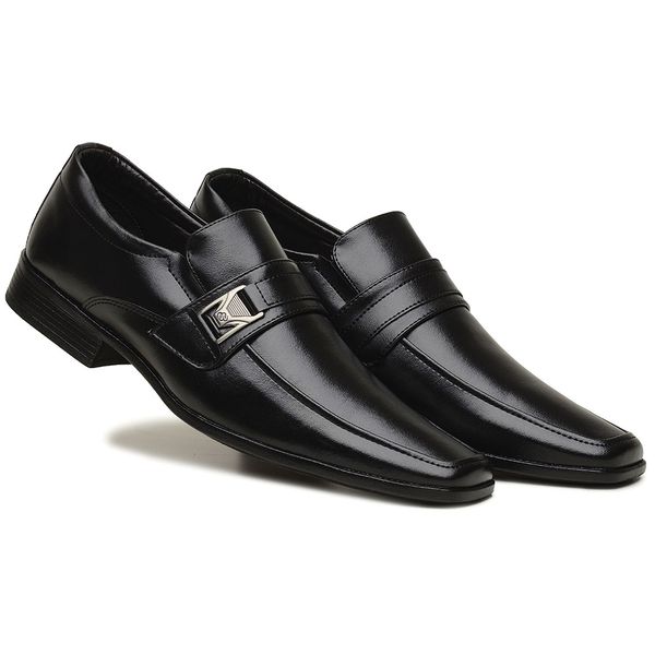 Sapato Masculino Social Elegante Elástico Conforto Estilo Cor Preto