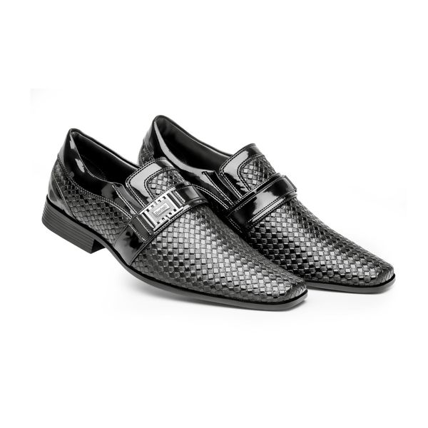 Sapato Social Masculino Verniz Elástico linha Premium Cor Preto
