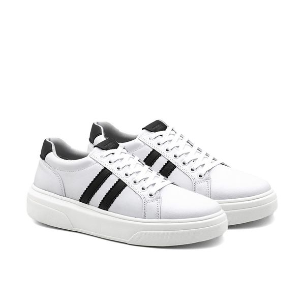Tenis Confortavel Masculino Sapatenis Casual Lyon Legitimo 37 a 44 cor Branco e Preto 