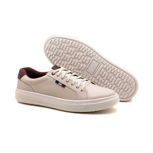 Tenis Classico Masculino Elegante Studio Legitimo Casual Off White e Café 