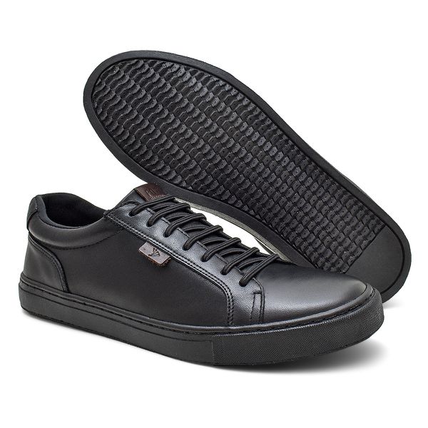Sapatenis Classico Masculino Casual Elegante Couro Legitmo All Black 37 a 44 