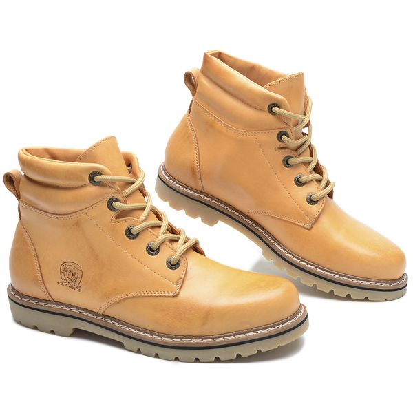 Bota Masculina Couro Legítimo Botina cor bege 024 