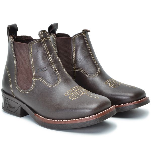 Bota Masculina Couro Legítimo Botina cor Café 015
