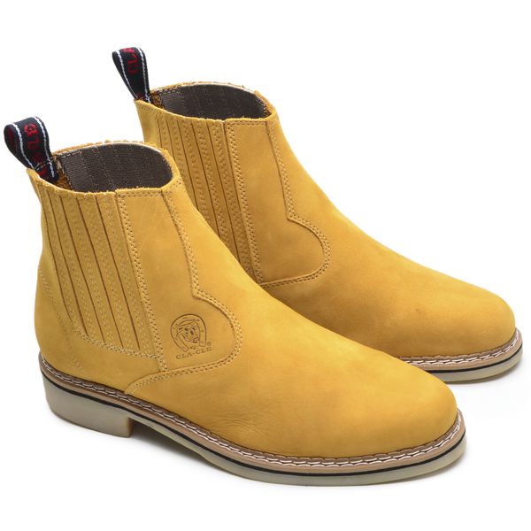 Bota Masculina Couro Legítimo Botina cor Castor 034