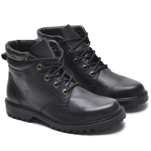 Bota Masculina Couro Legítimo Botina cor Preto 024