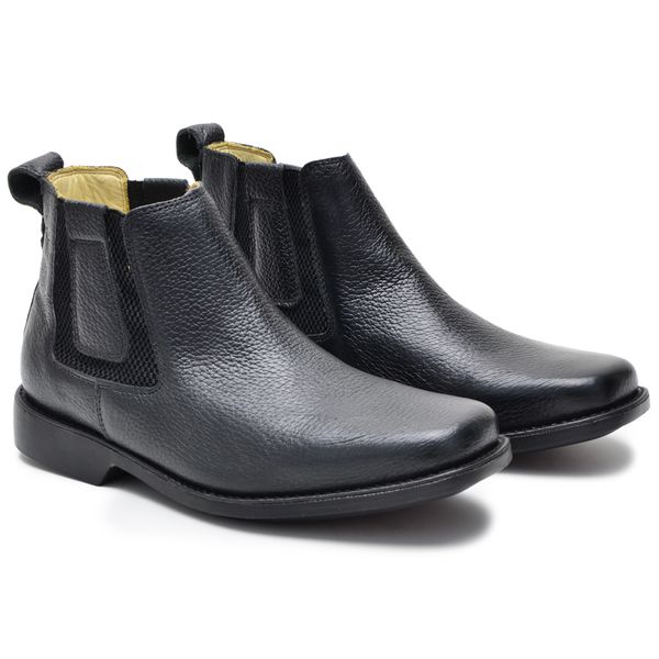 Botina masculina em couro legitimo cor Preto 