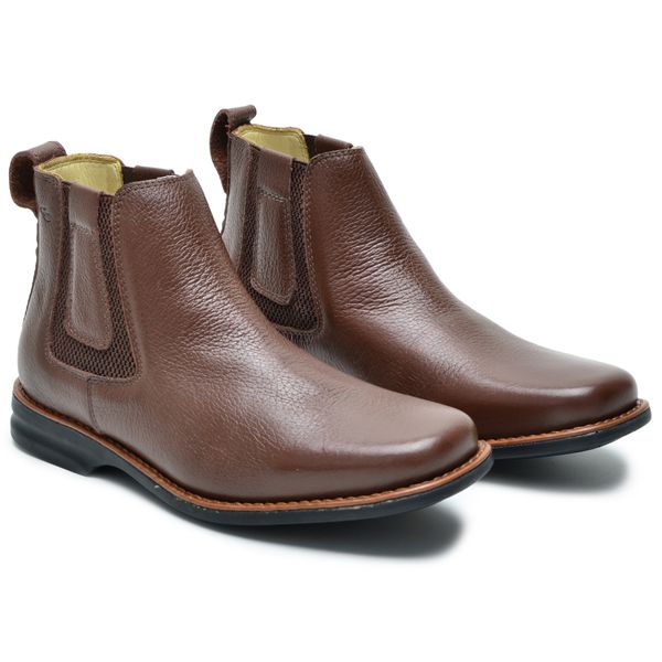 Botina masculina em couro legitimo cor Chocolate 