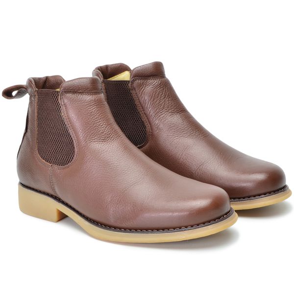 Botina masculino de couro legitimo cor Chocolate 535 