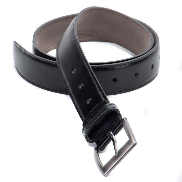 Cinto Masculino Couro Legítimo Costura Lateral - Ref. 020 35mm Cor Preto