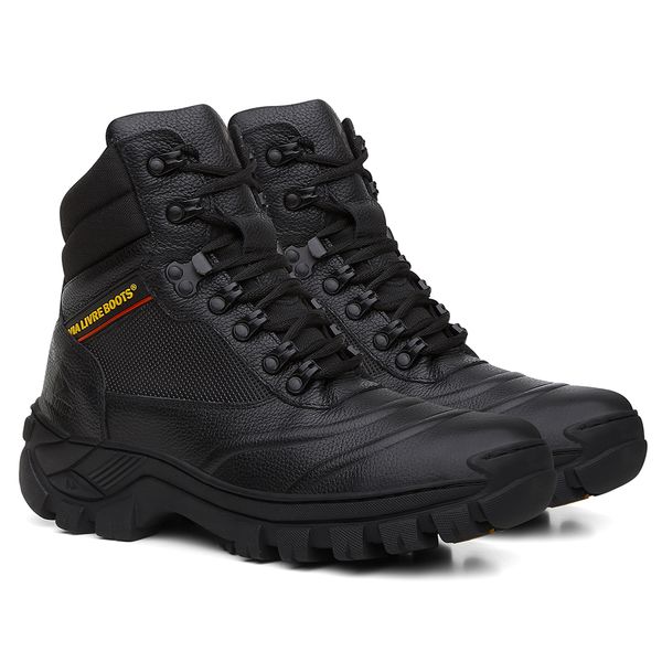 Coturno Masculino Em Couro Legitimo C.A Cor : Preto 