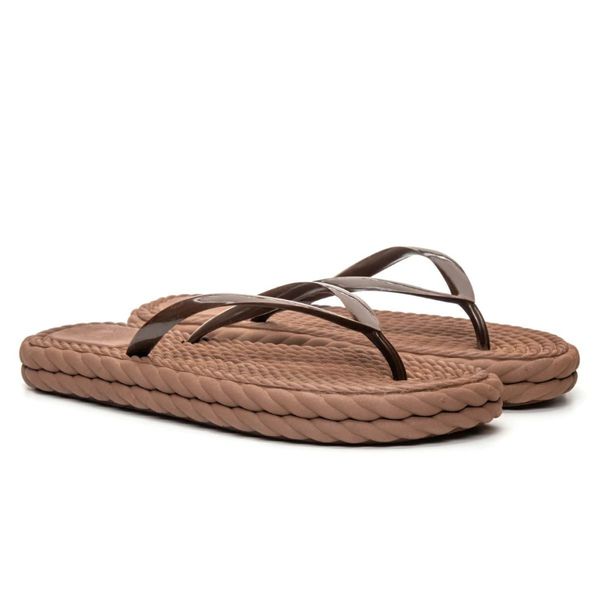 Chinelo Sandalia Feminina Tira Lisa Confortavel Elegante Cor Ocre