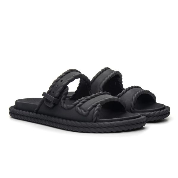 Sandalia Feminina Tranças Confortavel Elegante Cor Preto 