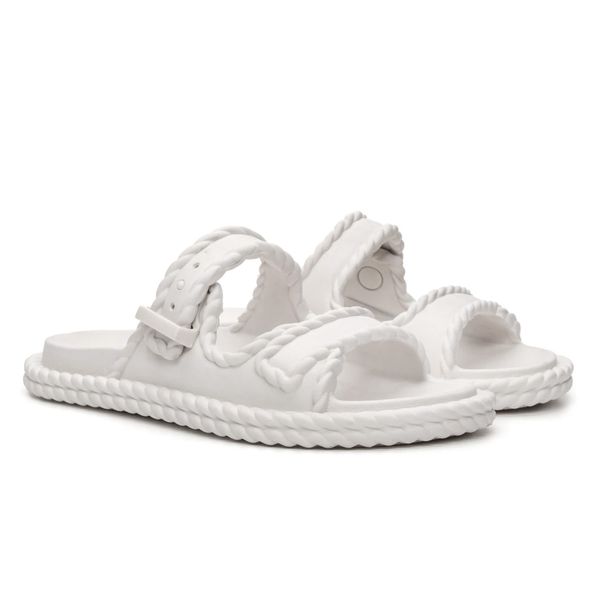 Sandalia Feminina Tranças Confortavel Elegante Cor Off White 