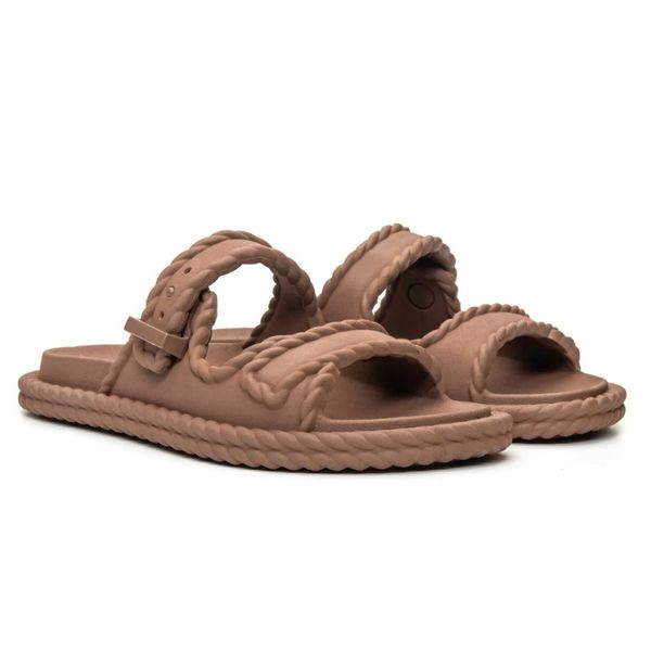 Sandalia Feminina Tranças Confort Elegante Resistente Ocre 