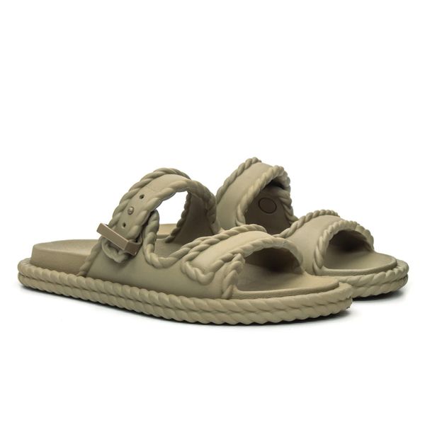 Sandalia Feminina Tranças Confortavel Elegante Verde Militar 